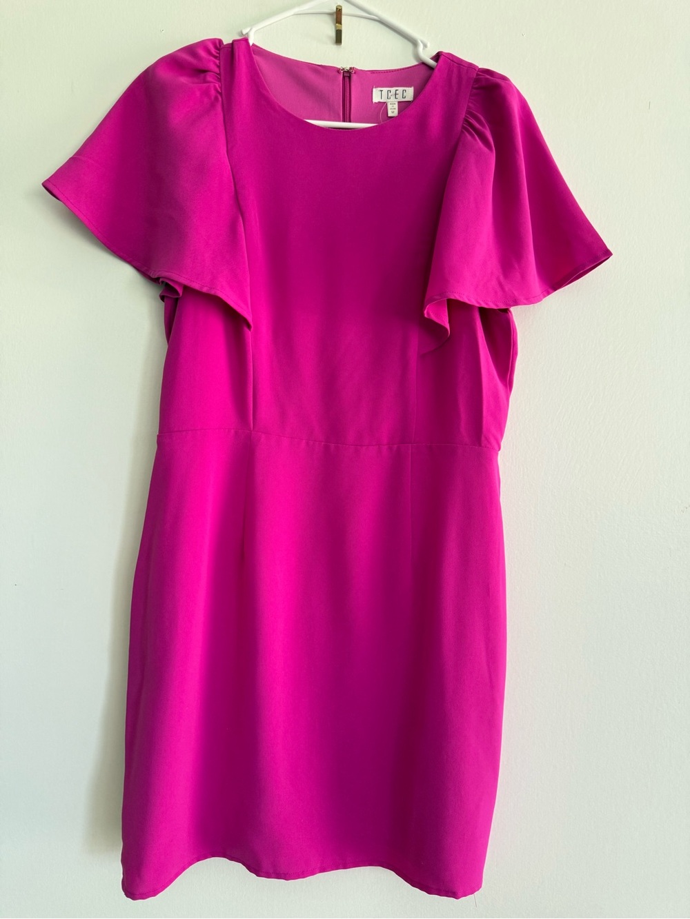TCEC Hot Pink Fuchsia Flutter Sleeve Cocktail Dress Size Medium NWT